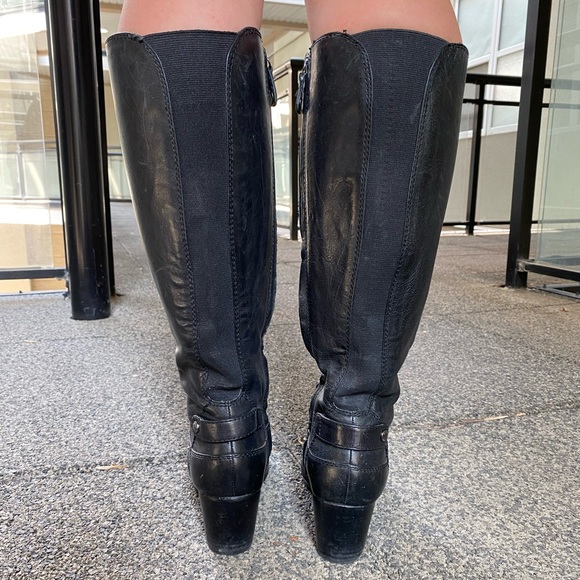 GEOX - black leather, nicely lined, grippy soled, knee high boots - size 5 - Picture 6 of 8